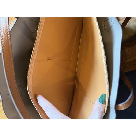 Tory Burch Tote Bag Womens Perry Large Brown Pebbled Leather Triple Compartment - Picture 8 of 8